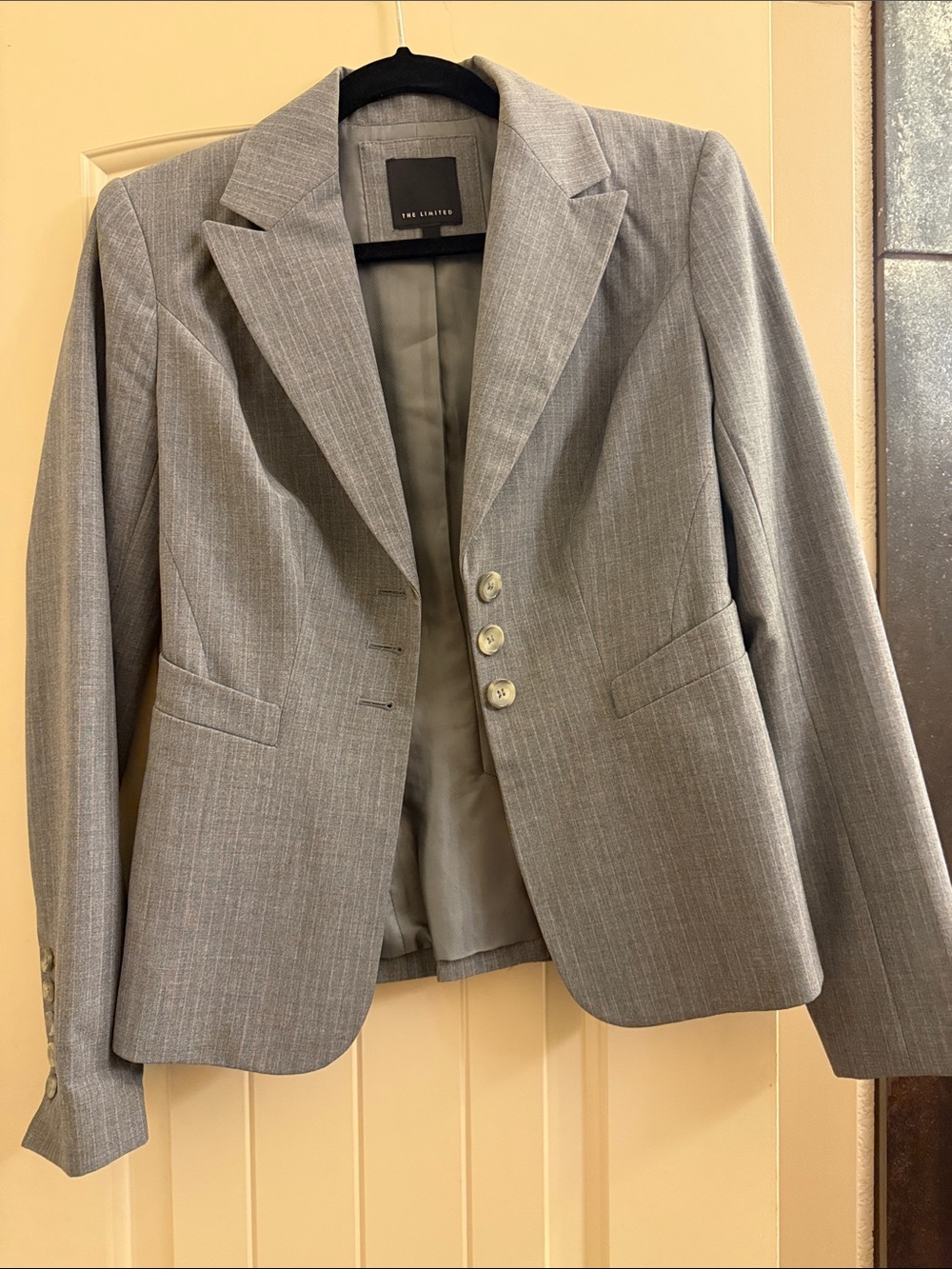 The Limited Women's Light Gray Pinstripe Full Skirt Suit